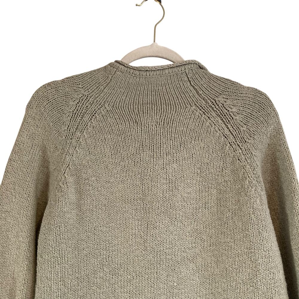 LL Bean Sage Green Cotton Knit Full Zip Cottagecore Cardigan Sweater Size Medium - Picture 5 of 13